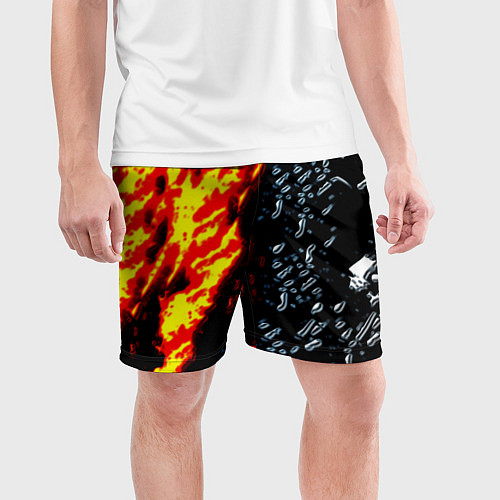Мужские спортивные шорты Текстура огня и воды / 3D-принт – фото 3