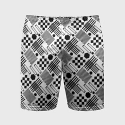 Мужские спортивные шорты Современный черно белый геометрический узор
