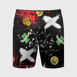 Шорты спортивные мужские Денежные смайлики и пачки долларов с крыльями, цвет: 3D-принт