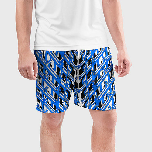 Мужские спортивные шорты Синяя техно броня / 3D-принт – фото 3