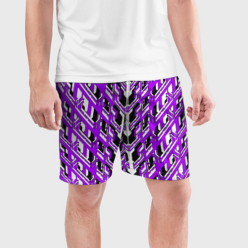 Мужские спортивные шорты Фиолетовая техно броня / 3D-принт – фото 3