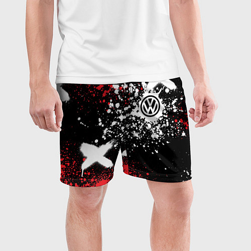 Мужские спортивные шорты Фольксваген на фоне граффити и брызг красок / 3D-принт – фото 3