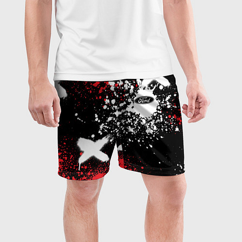 Мужские спортивные шорты Форд на фоне граффити и брызг красок / 3D-принт – фото 3