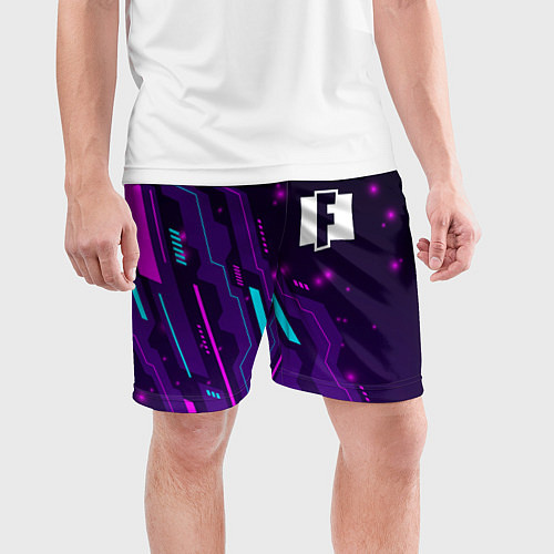 Мужские спортивные шорты Fortnite neon gaming / 3D-принт – фото 3