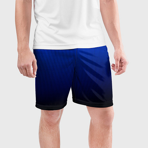 Мужские спортивные шорты Полосатый градиент сине-чёрный / 3D-принт – фото 3
