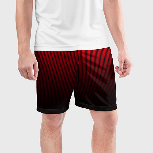 Мужские спортивные шорты Красно-чёрный градиент в полоску / 3D-принт – фото 3