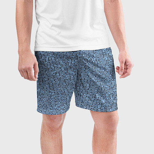 Мужские спортивные шорты Голубой с чёрным мелкая мозаика / 3D-принт – фото 3