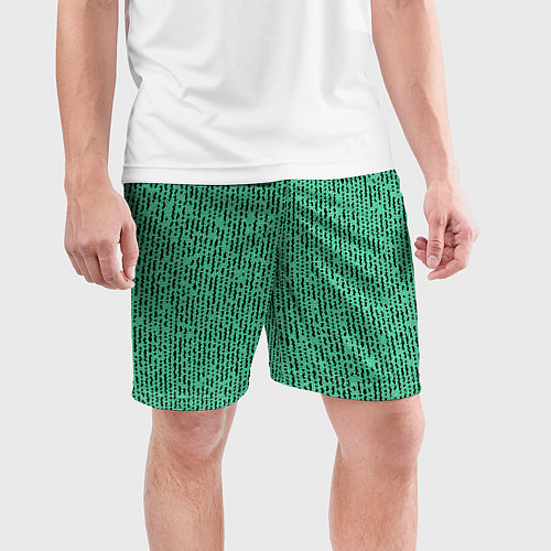 Мужские спортивные шорты Мозаика нефритовый зелёный / 3D-принт – фото 3