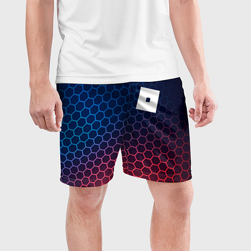 Мужские спортивные шорты Roblox неоновые соты / 3D-принт – фото 3