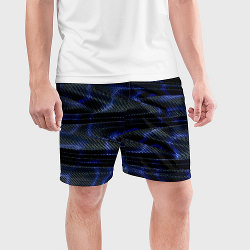 Мужские спортивные шорты Темно синие карбоновые волны / 3D-принт – фото 3