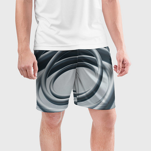 Мужские спортивные шорты Серые кольца / 3D-принт – фото 3