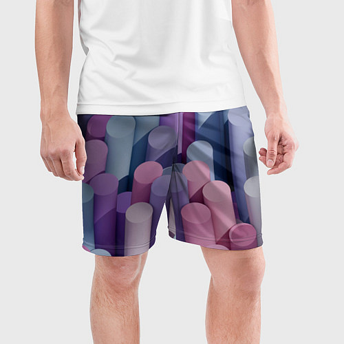 Мужские спортивные шорты Цветные цилиндры / 3D-принт – фото 3