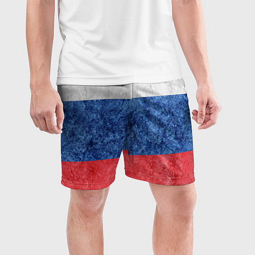 Мужские спортивные шорты Флаг России разноцветный / 3D-принт – фото 3