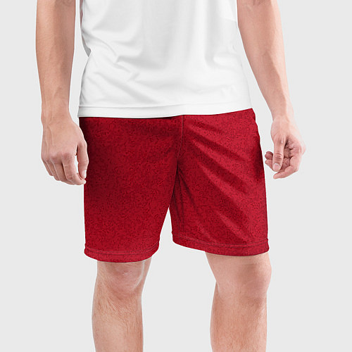 Мужские спортивные шорты Текстура однотонный карминовый / 3D-принт – фото 3