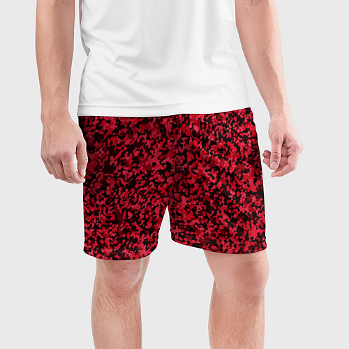 Мужские спортивные шорты Тёмно-красный паттерн пятнистый / 3D-принт – фото 3