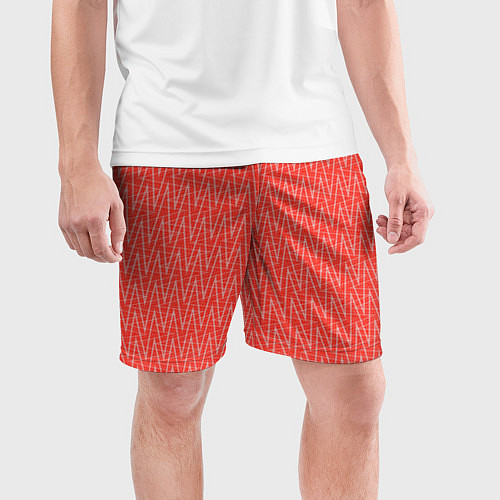 Мужские спортивные шорты Светлый красный треугольные полосы / 3D-принт – фото 3