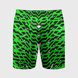 Шорты спортивные мужские Агрессивный зелёный паттерн, цвет: 3D-принт