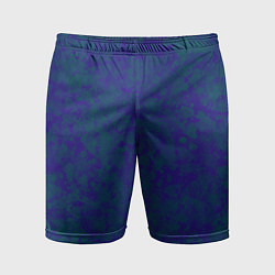Шорты спортивные мужские Камуфляж синий с зелеными пятнами, цвет: 3D-принт