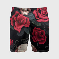 Мужские спортивные шорты Черепа с красными розами