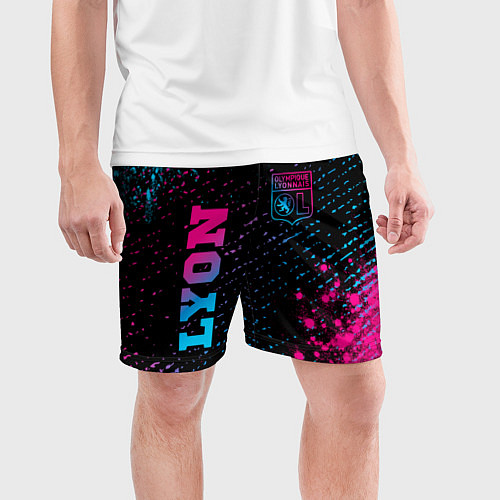 Мужские спортивные шорты Lyon - neon gradient вертикально / 3D-принт – фото 3