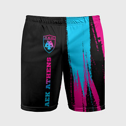 Шорты спортивные мужские AEK Athens - neon gradient по-вертикали, цвет: 3D-принт