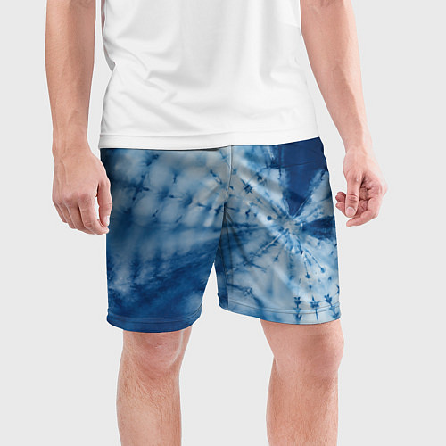 Мужские спортивные шорты Синяя абстракция паутина / 3D-принт – фото 3