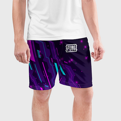 Мужские спортивные шорты PUBG neon gaming / 3D-принт – фото 3