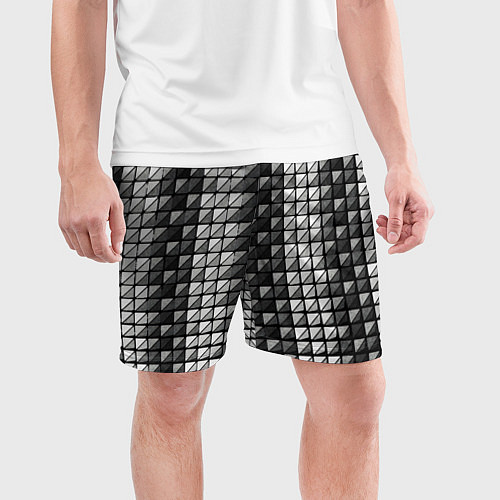 Мужские спортивные шорты Чёрно-белые квадраты / 3D-принт – фото 3