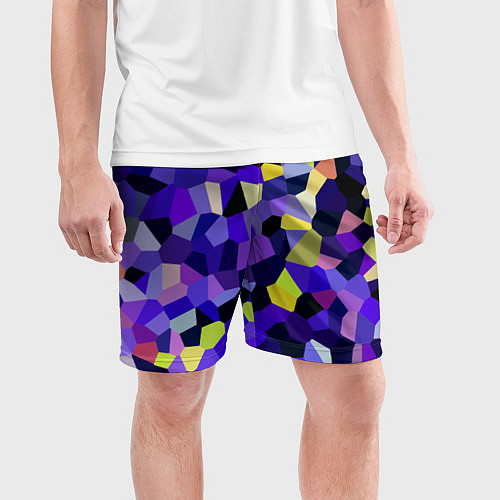 Мужские спортивные шорты Мозаика фиолетовая / 3D-принт – фото 3