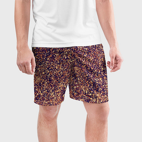 Мужские спортивные шорты Драгоценный фиолетово-медный абстракция / 3D-принт – фото 3