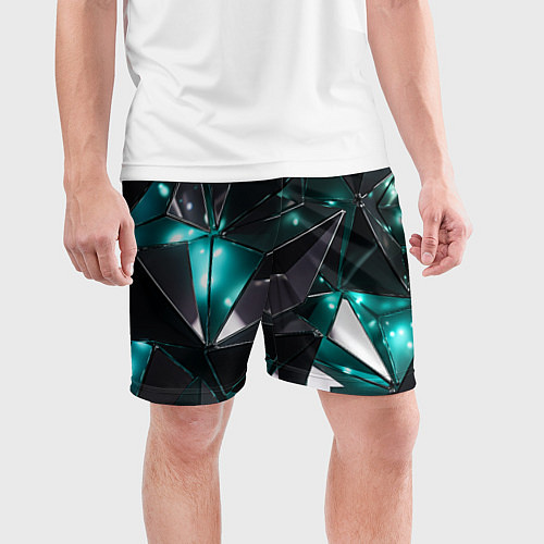Мужские спортивные шорты Геометрическая абстракция Блестящие грани / 3D-принт – фото 3