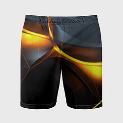 Шорты спортивные мужские Разлом черных плит и оранжевая лава, цвет: 3D-принт