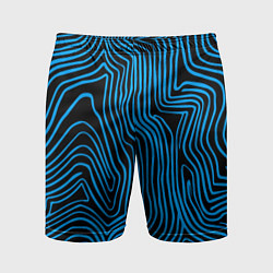 Шорты спортивные мужские Синие линии узор, цвет: 3D-принт