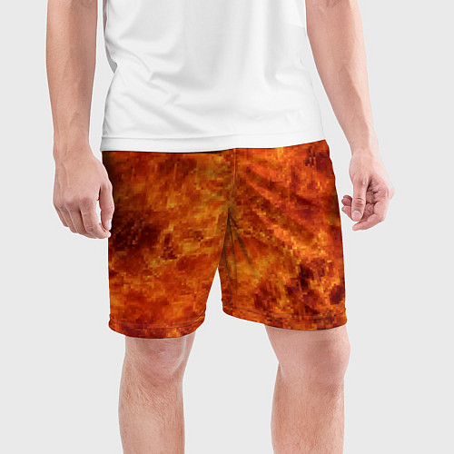 Мужские спортивные шорты Пламя 8бит текстура / 3D-принт – фото 3