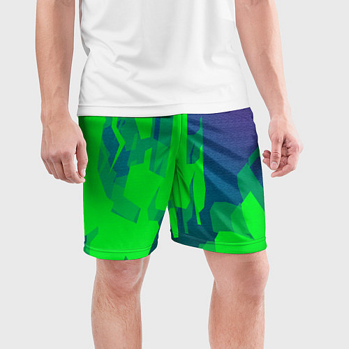 Мужские спортивные шорты Зеленый фиолет / 3D-принт – фото 3