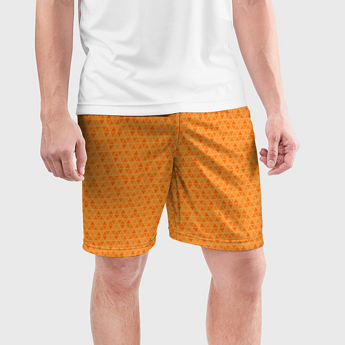 Мужские спортивные шорты Жёлтый паттерн маленькие треугольники / 3D-принт – фото 3