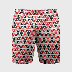 Шорты спортивные мужские Бирюзово-розовый геометричный треугольники, цвет: 3D-принт