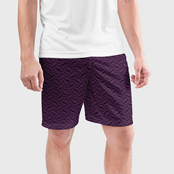 Шорты спортивные мужские Тёмный фиолетовый волнистые полосы, цвет: 3D-принт — фото 2