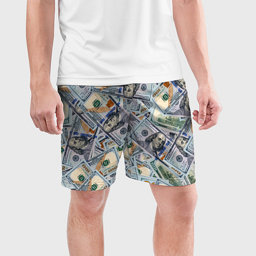 Мужские спортивные шорты Банкноты сто долларов / 3D-принт – фото 3