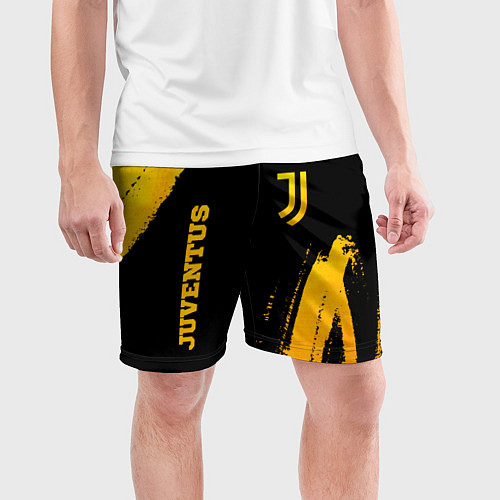 Мужские спортивные шорты Juventus - gold gradient вертикально / 3D-принт – фото 3