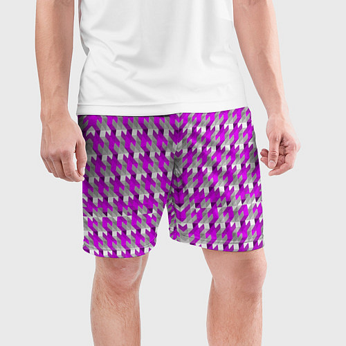 Мужские спортивные шорты Розово-белый паттерн / 3D-принт – фото 3