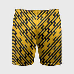 Шорты спортивные мужские Чёрные полосы на жёлтом фоне, цвет: 3D-принт