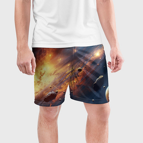 Мужские спортивные шорты Вселенная и планеты / 3D-принт – фото 3