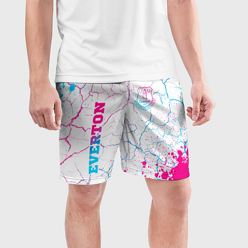 Мужские спортивные шорты Everton neon gradient style вертикально / 3D-принт – фото 3
