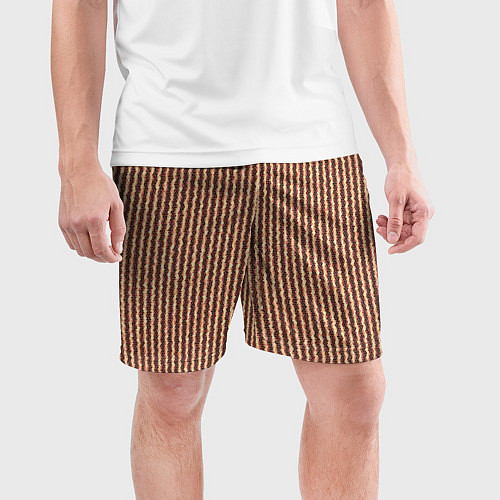 Мужские спортивные шорты Мелкая мозаика золотистый коричневый / 3D-принт – фото 3
