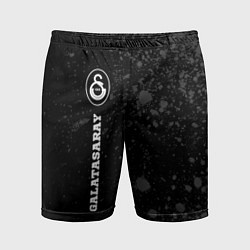 Шорты спортивные мужские Galatasaray sport на темном фоне по-вертикали, цвет: 3D-принт