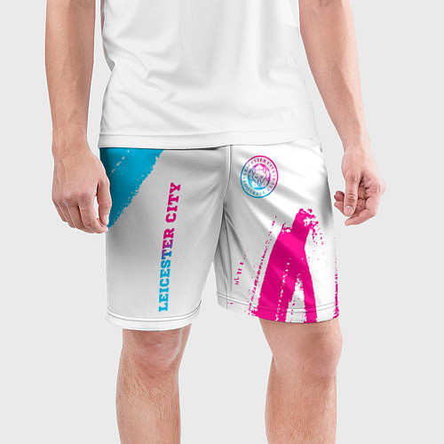 Мужские спортивные шорты Leicester City neon gradient style вертикально / 3D-принт – фото 3