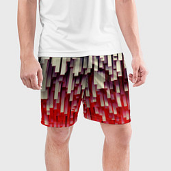 Шорты спортивные мужские Блоки-сталактиты с красной подсветкой, цвет: 3D-принт — фото 2