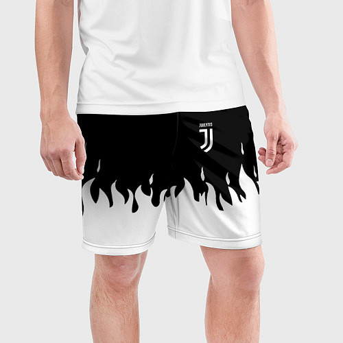 Мужские спортивные шорты Juventus fire / 3D-принт – фото 3