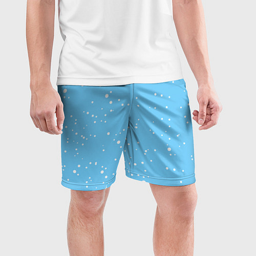 Мужские спортивные шорты Снежинки на нежно голубом / 3D-принт – фото 3